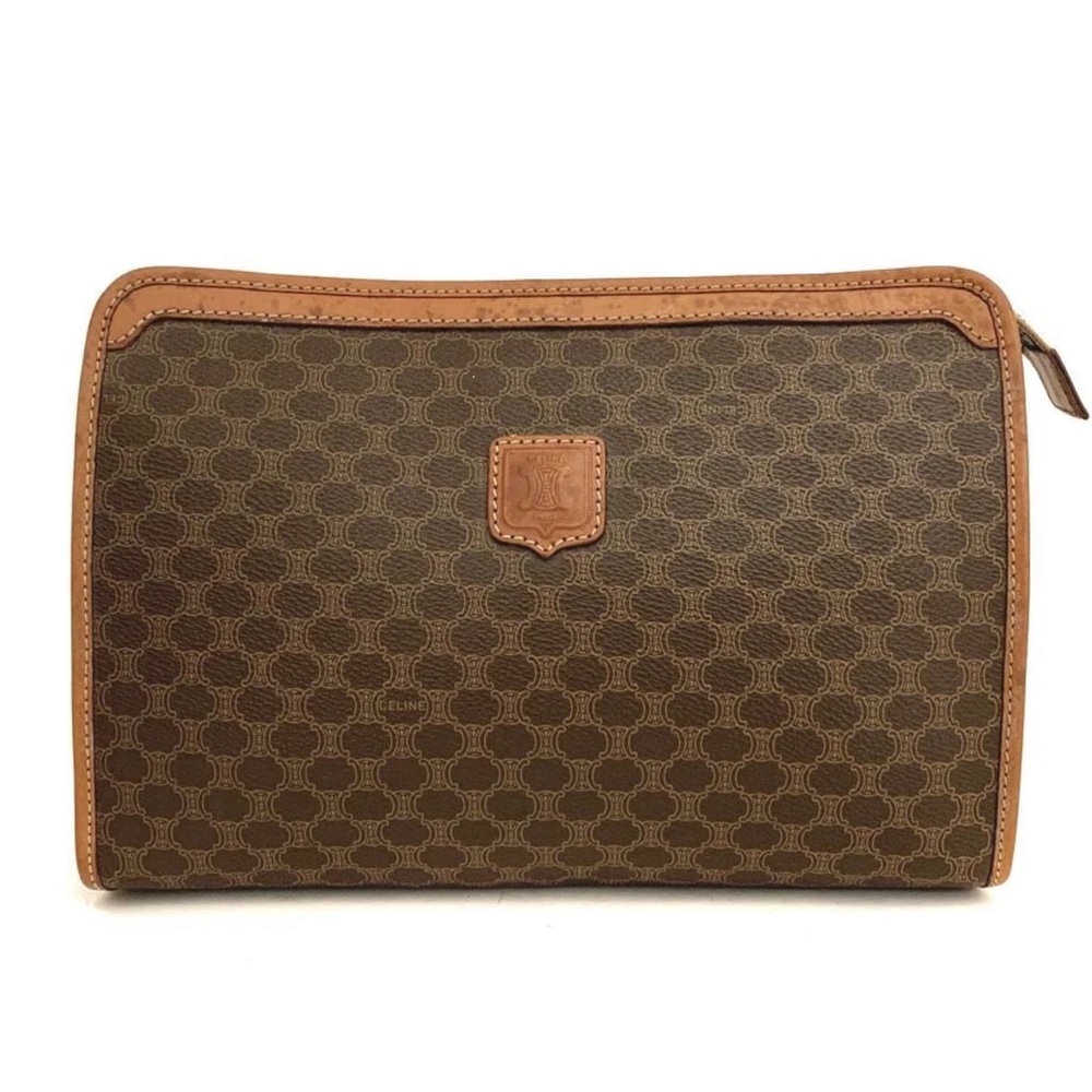 CELINE Macadam PVC Cosmetic Pouch in Brown (Style 7BH0818)
